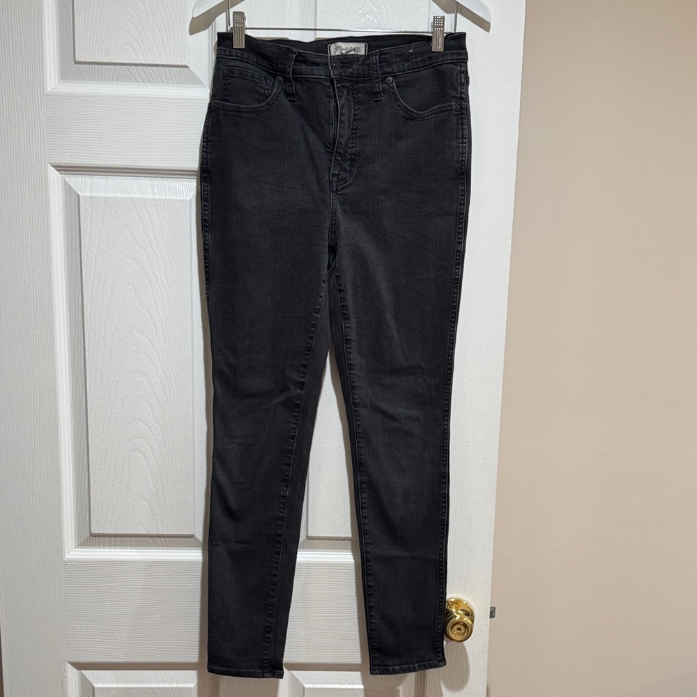 Madewell Black Skinny Jeans Woman Black Gray Wash size 28 10” high waist
